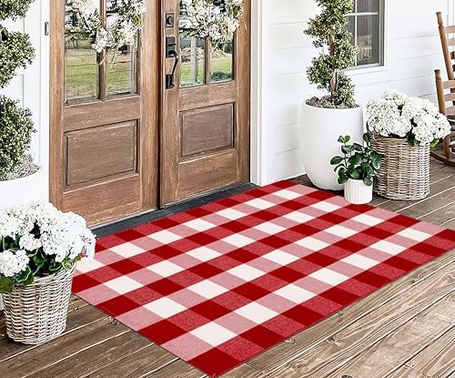 Christmas Outdoor Rug 3'x 5' Red and White Front Porch Rug - Image 5