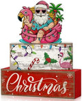 Lineshading 4 Pcs Christmas in July Table Decor Summer Santa Wooden Signs by Lineshading