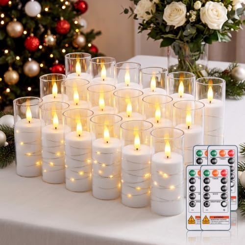 Raycare 18 Pcs Flameless Battery Operated Pillar Candles with Remote Timer by Raycare