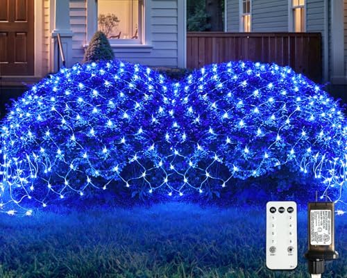 JMEXSUSS Blue Christmas Net Lights, 360 LED, 12ft x 5ft, Plug in by JMEXSUSS