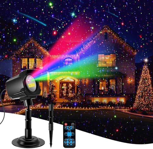 Christmas Projector Lights Outdoor, Thick Metal Housing Laser Light Projector, RGB 3 Colors Christmas Decorations Twinkles Moving Light Show, Holiday Projector for House/Garden/Party/Wedding by Yivsen