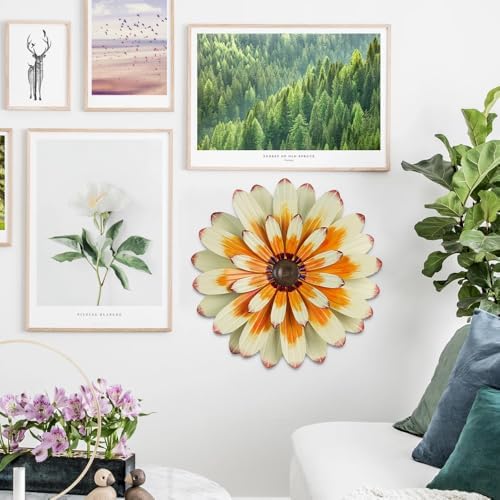 YEAHOME Metal Flower Wall Decor, 16" Wall Art Hanging Decorations for Home Bathroom, Bedroom, Living Room, Office, Boho Art, Indoor Outdoor Decorations Patio Garden Decor - Image 2