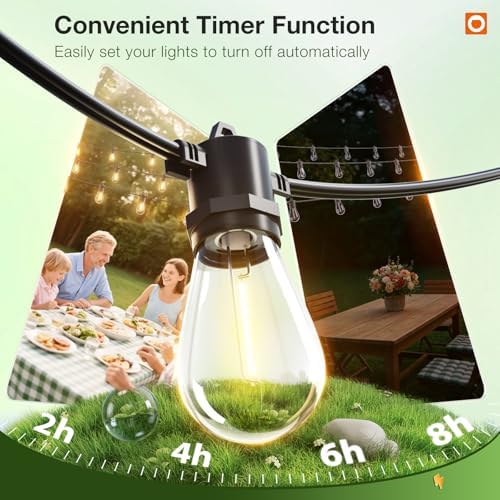 addlon 200FT Outdoor String Lights LED with Remote Dimmable Waterproof - Image 4