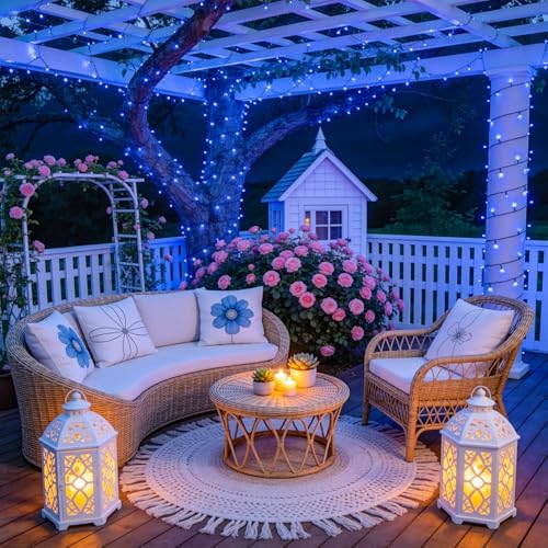 JMEXSUSS 250 LED Blue Christmas Lights, Halloween String Lights Plug in - Image 2
