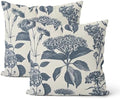 Navy Blue Pillow Covers 18x18 Inch 2 Pcs Boho Vintage Floral Decor Throw Pillows Hydrangea Flower Seasonal Outdoor Farmhouse Neutral Accent Decoration Pillowcase Linen Cushion Cover for Couch by DAFENA