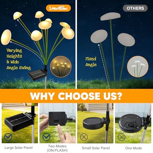 Solar Garden Lights Outdoor, 6Pack Solar Lights Garden Decor, Swaying Mushroom Lights Waterproof for Yard, Patio,Pathway Decoration,Gifts for Women,Mom(Warm White) - Image 6