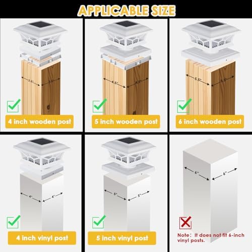 2 Pack Solar Post Cap Lights Outdoor Waterproof, Dual Light, White - Image 2