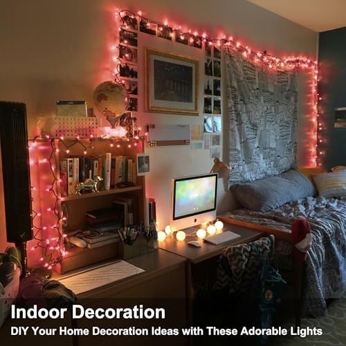 BrizLabs Pink Christmas Lights, 69.6ft 300 Count Incandescent String Lights - Image 3