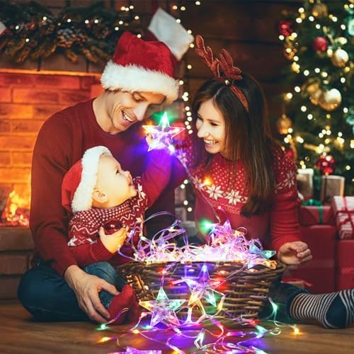 Christmas Lights Outdoor Decoration 218 LED 13.8ft Star Curtain Fairy Lights with 11 Drops, Clear Wire LED String Light Decor with 8 Modes for Wedding Party Holiday Christmas Home Indoor Outdoor Decor - Image 6