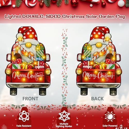 28x40 Solar Christmas Dwarf Garden Flag, Outdoor Decor - Image 4