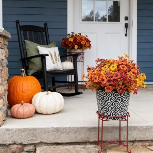 FR 10 Bundles Artificial Flowers for Outdoors/Indoors, UV Resistant Faux Plastic Plants for Home Decor, Faux Plants for Spring Summer Porch, Window Box & Vase Decoration（Autumn Violet 3 Colors） - Image 6