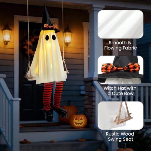 Halloween Decorations Outdoor - 6 FT Large Hanging Swinging Ghost Decor - Image 4