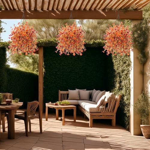 IINQCMY Artificial Flowers Fall Hanging Baskets Outdoors Fake Mums - Image 5