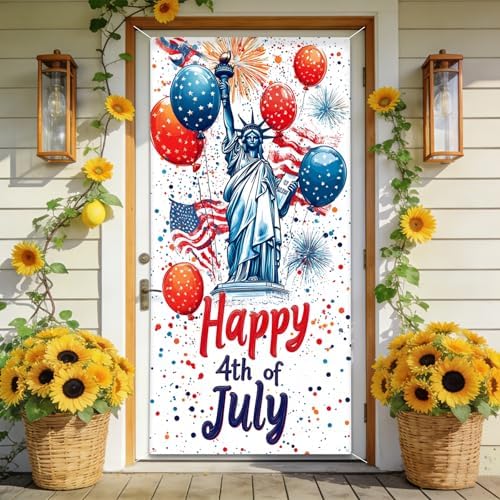 Patriotic Welcome Door Cover, 70.86" X 35.43" Door Banner by seewan