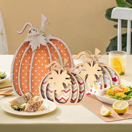 Fall Pumpkin Decor, 3Pcs Fall Decorations for Thanksgiving, Hand-Carved Rustic Farmhouse Table Centerpiece for Autumn Harvest Home Decor, Indoor & Outdoor Seasonal Ornaments - Image 4