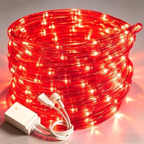 50ft Rope Lights For Outside, Connectable & Flexible Tube Lights with 8 Modes Controller,Waterproof Red LED Rope Lighting for Deck,Garden,Pool,Patio,Bedroom,Party,Indoor & Outdoor Landscape Lighting by CHORLED