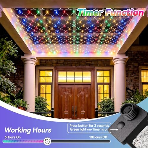 LitHome 13 x 13FT Christmas Net Lights Outdoor Mesh Lights Connectable - Image 4