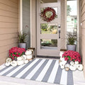 IOHOUZE Grey White Striped Rug -3X5 Front Door Mats Outdoor,Washable Rug for Front Porch Decor,Spring Summer Welcome Mats Outdoor Indoor, Doormat for Farmhouse/Entryway/Home Entrance by iOhouze