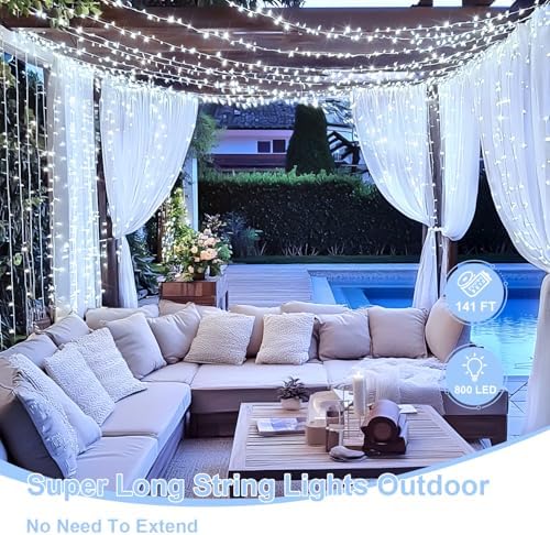 JMEXSUSS 800 LED White String Lights Indoor Outdoor, Wedding Lights Plug in - Image 2