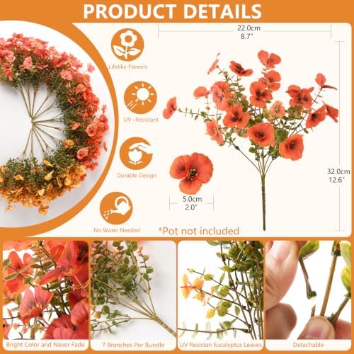 Artificial Pansy Faux Fall Flowers Plants for Outdoors Porch Decoration - Image 2