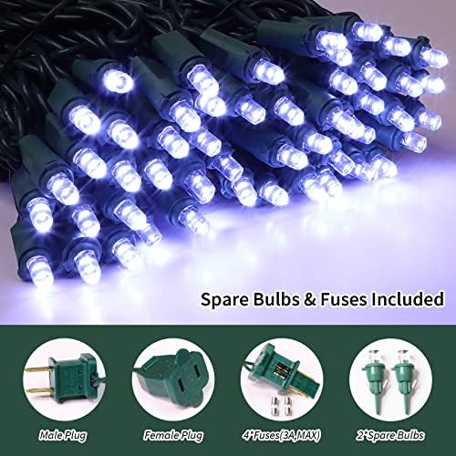 LAMPHOME 100LED Cool White Christmas String Lights Outdoor/Indoor (Extendable Green Wire, Ultra-Bright, UL Certified), Fairy String Lights Plug-in Waterproof for Christmas Tree Wedding Party - Image 2