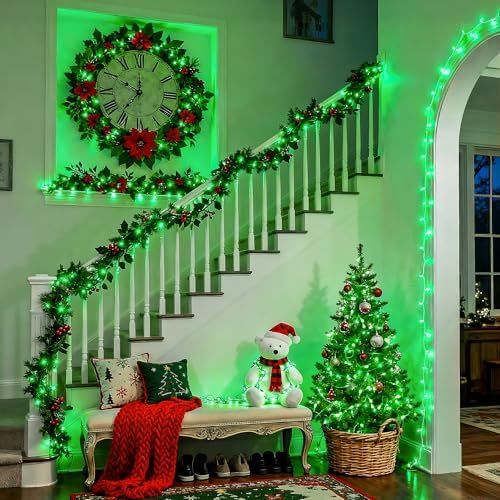 JMEXSUSS 200 LED Green Christmas Indoor Outdoor Halloween Lights Clear Wire - Image 4