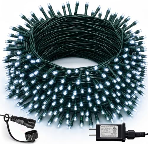Dazzle Bright 300 LED Christmas String Lights, 100 FT Connectable Waterproof String Lights Green Wire with 8 Modes, Christmas Decorations for Indoor Outdoor Xmas Party Yard Garden (White) by DazzleBright