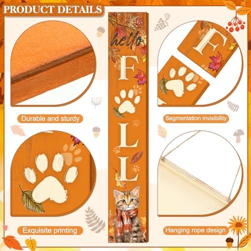 Farmhouse Fall Porch Sign 47" Wooden Outdoor Fall Porch Decoration for Home - Image 3