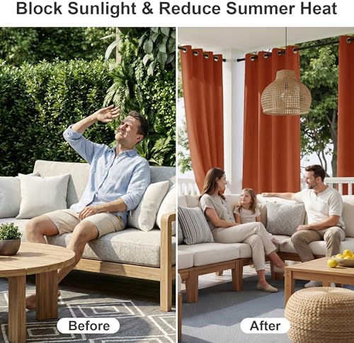 RYB HOME Outdoor Curtains for Patio Waterproof Privacy Thermal Insulated - Image 2