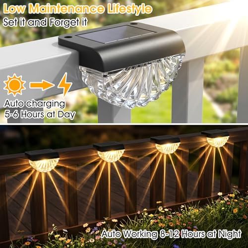 Greluna Solar Step Lights Outdoor, 16 Pack Waterproof Deck Lights, Auto Dusk to Dawn Fence Lights with Warm White Glow, Easy Install for Fence, Patio, Stairs, Pathway, Garden Lighting - Image 3