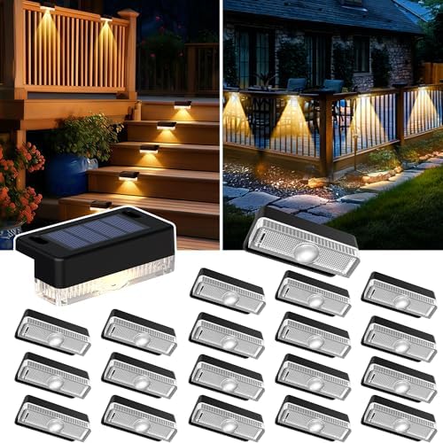 Solar Deck Lights, Solar Step Lights Outdoor Waterproof 20 Packs Warm White by AUDERWIN