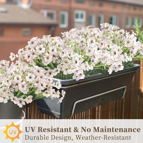 ColoPlay 24 Bundles White Artificial Flowers for Outdoors, Fake Flowers - Image 5