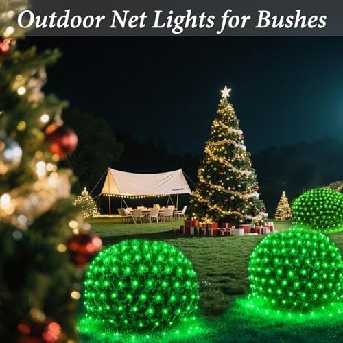 OYCBUZO 300LED Green Net Lights, 14.8ftx5ft 8 Modes Christmas Mesh Lights Connectable, Waterproof String Lights Plug in for Bushes Xmas Tree St Patrick's Day Holiday Party Patio Garden Outdoor Decor - Image 5