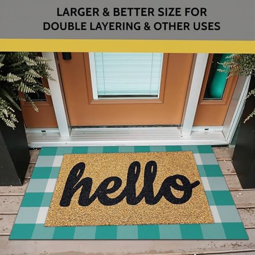Buffalo Plaid Outdoor Rug 27.5" x 43" Teal Green and White Checkered Area Rug Washable Doormats Indoor Outdoor Rugs for Layered Front Door Mats, Porch, Entryway, Kitchen, Farmhouse - Image 6