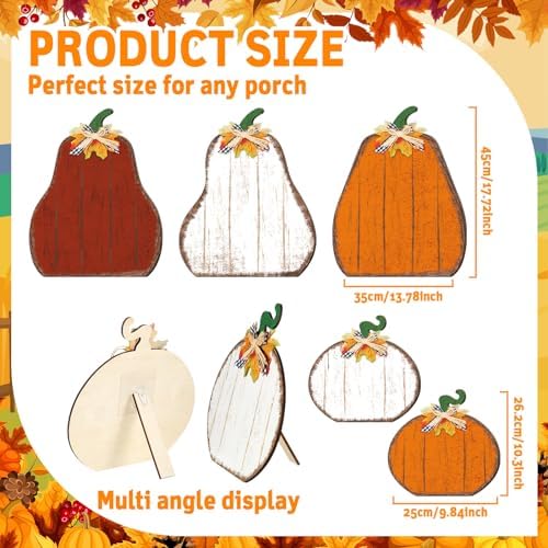 Yuntau 5 Pcs Farmhouse Fall Porch Decoration, Standing Pumpkin Design - Image 4