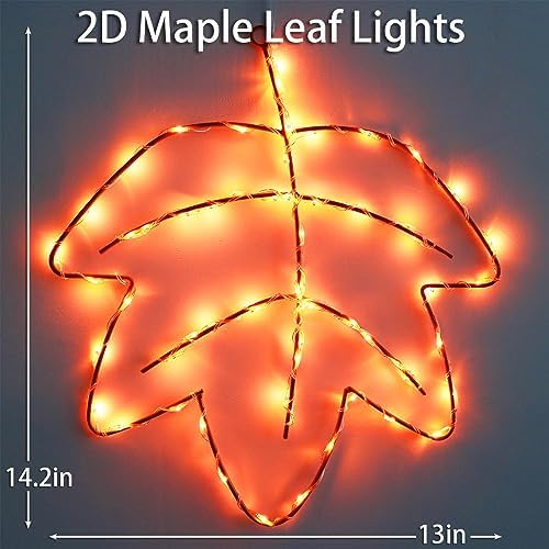 Fall Thanksgiving Window Lights, 2Pack Light up Pumpkin and Maple Leaf - Image 5