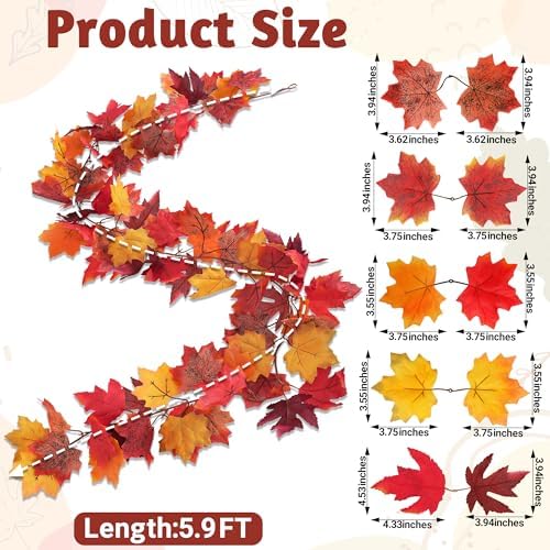 4Pack 23.6FT Hanging Vine Fall Leaves Garland for Halloween Thanksgiving - Image 2