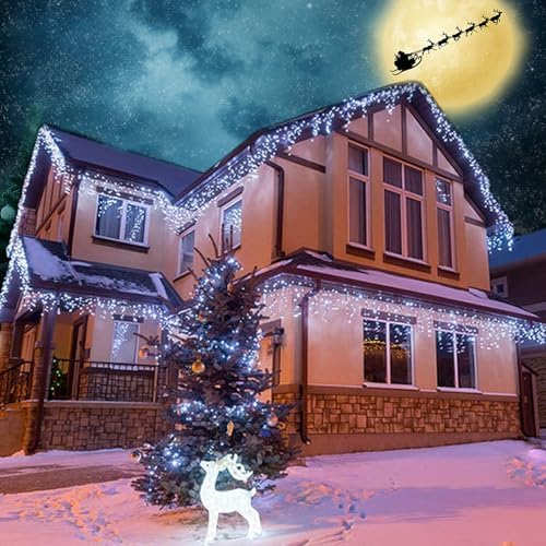 Lomotech Christmas Icicle Lights - 65Ft Christmas Lights,White - Image 6