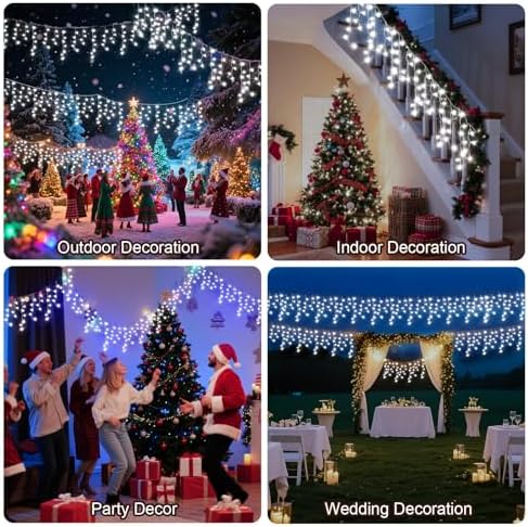 98 Ft Ice Lights for Outside, 960 LED Christmas Lights Outdoor Plug in, Christmas String Lights with 8 Modes & Timer for Holiday, Party, Wedding, House, Patio, Outdoor Decor(Cool White) - Image 6