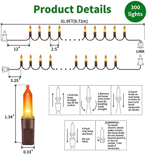 LAMPHOME Orange Thanksgiving Mini Lights, 2Pack 63.8Ft 150Count Autumn Fall String Lights,Connectable 120V Plug in for Outdoor Indoor Garden Party Halloween Christmas Xmas Tree Lights Yellow Decor - Image 4