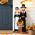 Fall Welcome Sign for Front Door, 36" Thanksgiving Pilgrim Couple with Turkey, Wooden Standing Sign, Autumn Front Porch Decor for Outdoor Indoor Yard Garden by Unknown