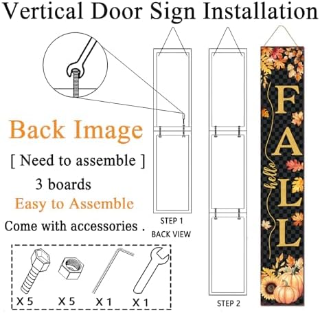 Farmhouse Autumn Wooden Welcome Sign Stand for Front Door, 47" Rustic Large Fall Welcome Porch Sign Wall Hanging for Thanksgiving, Vertical Tall Porch Leaner Decor for Outdoor Patio Garden - Image 6