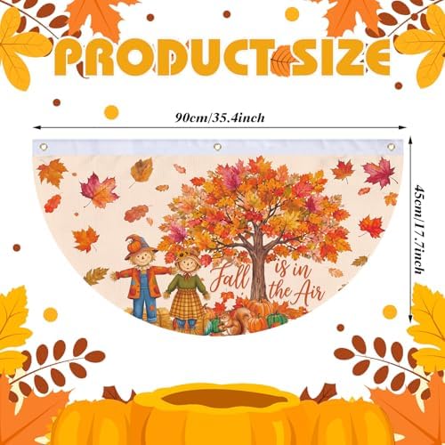 6 Pcs Hello Fall Bunting for Outside Decor Pumpkin Scarecrow Half Banner - Image 2