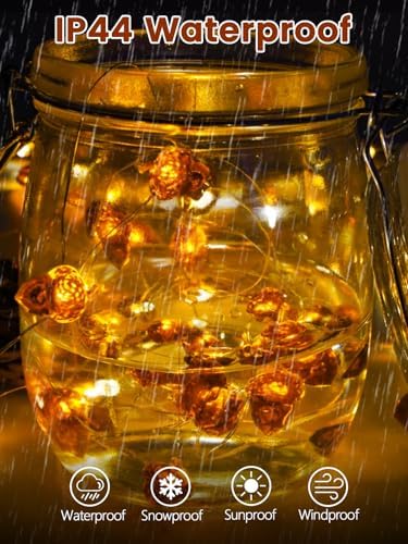 2 Pack 30 LED Acorn Fall Decorations, String Lights Battery Operated Remote - Image 6