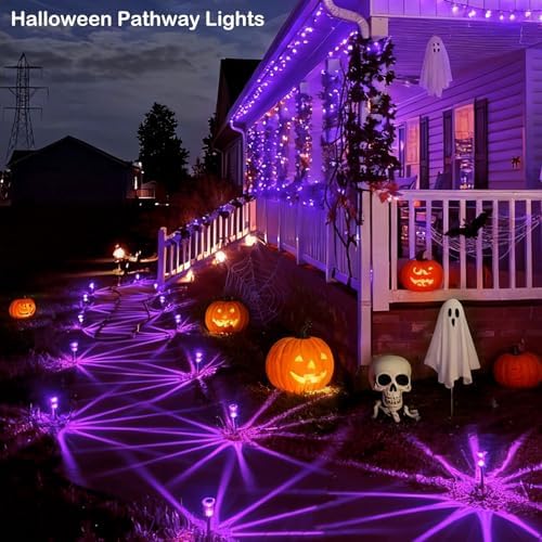 Halloween Solar Lights Outdoor 10 Pack LED Purple Pathway Lights - Image 6
