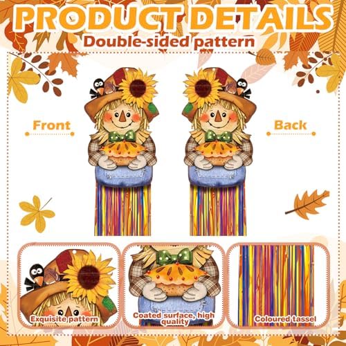 DoubleFill 8 Pcs Fall Scarecrow Outdoor Hanging Decorations with Tassels - Image 3