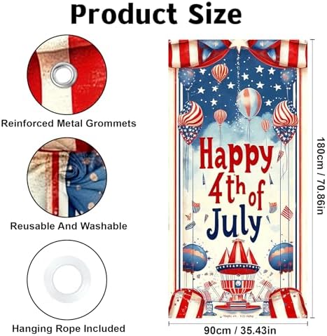 Patriotic Welcome Door Cover, 70.86" X 35.43" Door Banner - Image 3