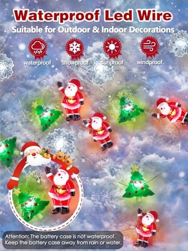 Christmas Tree Santa Snowflake Fairy Lights Battery Operated with Remote - Image 3