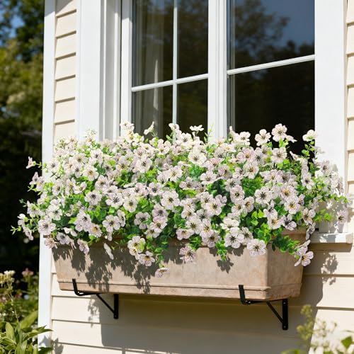 Ouddy Decor 12 Pcs Artificial Flowers for Outdoors Decorations, White - Image 6