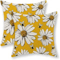 Summer Pillow Covers 16x16 Inch Set of 2 Floral Bee Sunflowers Yellow Throw Pillows Spring Outdoor Decorative Pillow Cases Linen Farmhouse Seasonal Cushion Covers Decor for Living Room Couch by JEFERSO